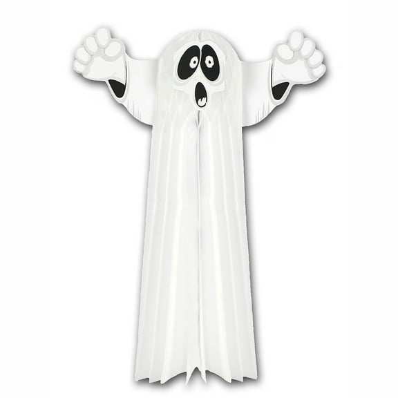 Beistle 23" Tissue Hanging Ghost White/Black 3/Pack 01841