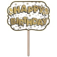 thumbnail image 1 of Beistle 24" Gold and White "Happy Birthday" Yard Sign, 1 of 1