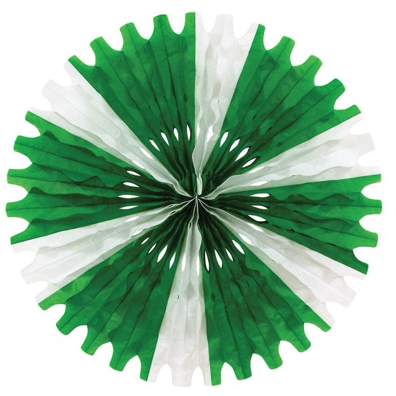 Beistle 25" Tissue Fan Green/White 4/Pack 55293-GW