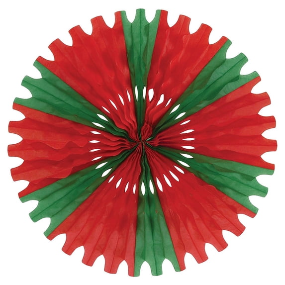 Beistle 25" Tissue Fan Red/Green 4/Pack 55293-RG