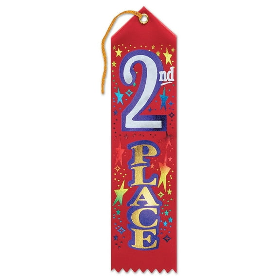 Beistle 2nd Place Award Ribbon 2" x 8" Pack of 6 (DM-AR02)