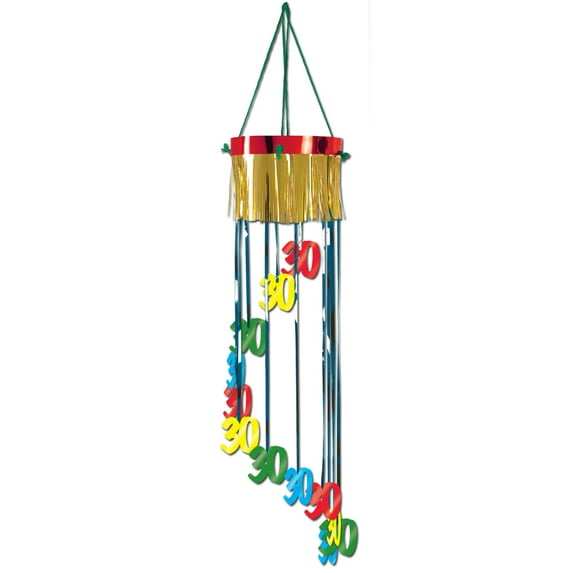 Beistle Pack of 12 Shimmering Metallic “30th” Birthday Spiral Hanging Party Decorations 40"