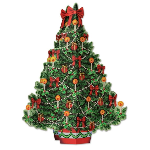 Beistle 3 Dimensional Christmas Tree Tabletop Centerpiece for Winter Holiday Celebrations-Festive Decorations, Friends and Family Gatherings, 11.75", Multicolored