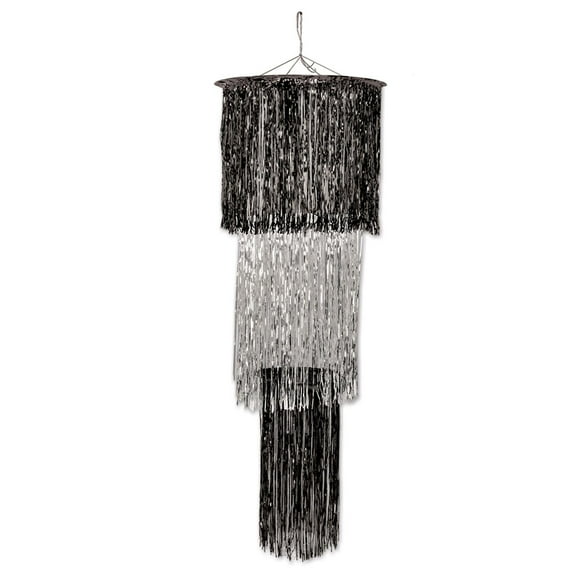 6 Pack Beistle 3-Tier (1-Ply) Shimmering Party Chandelier - black/silver