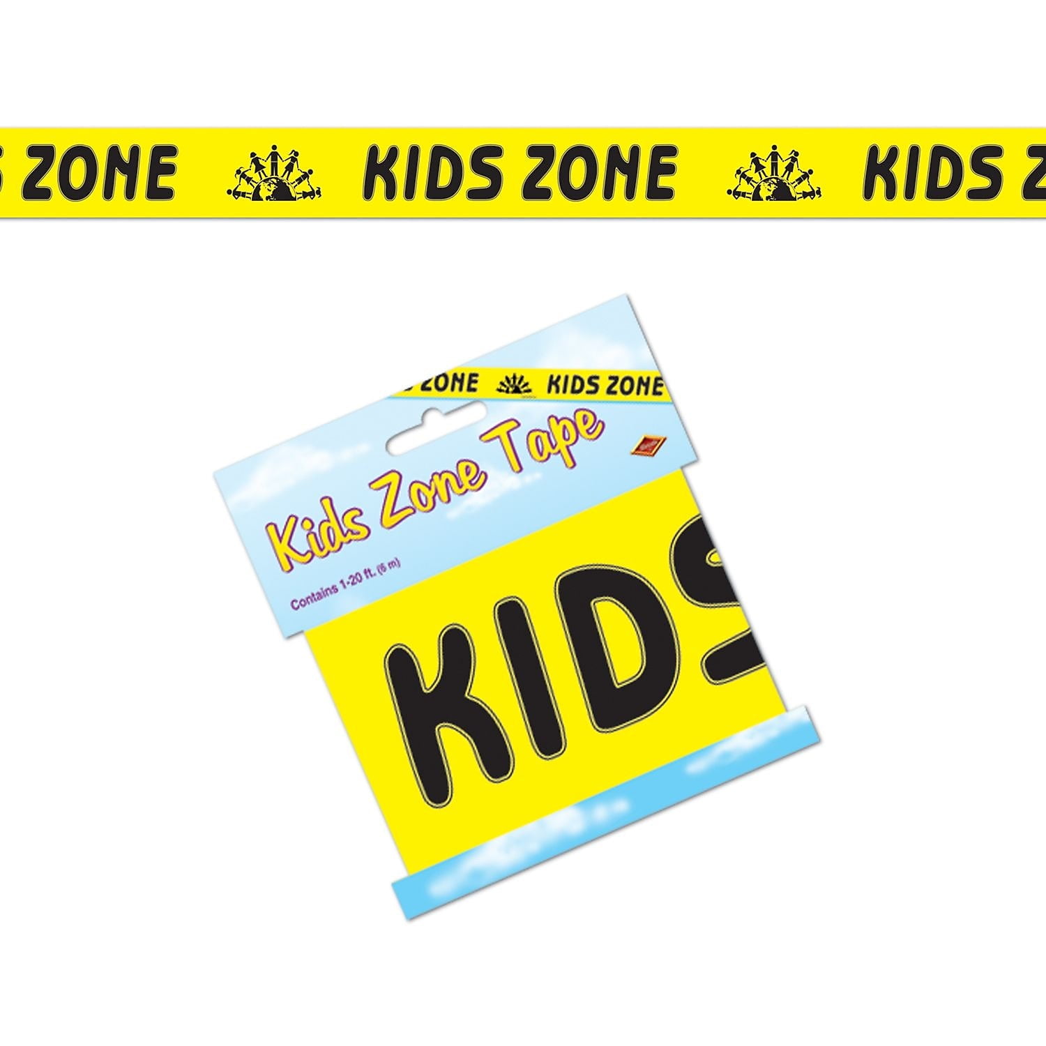 Beistle 3" x 20' Kids Zone Party Tape; Yellow 5/Pack 66105