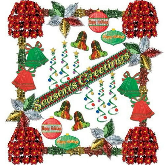 31 Piece Seasons Greetings Festive Holiday Christmas Decorations Kit