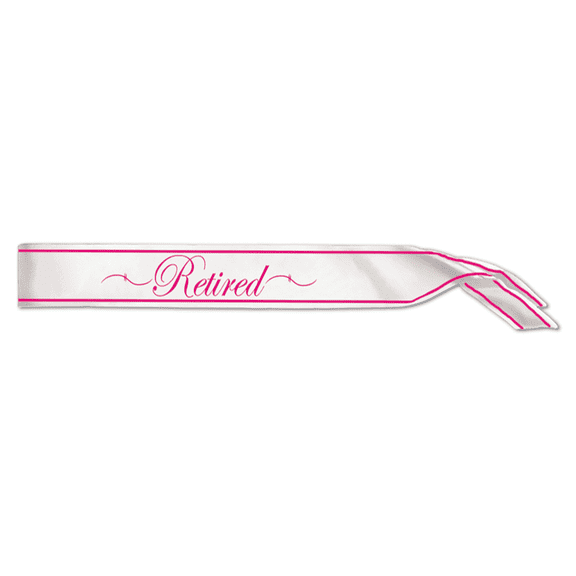 Beistle 33" x 4" Retired Satin Sash White/Cerise 60526