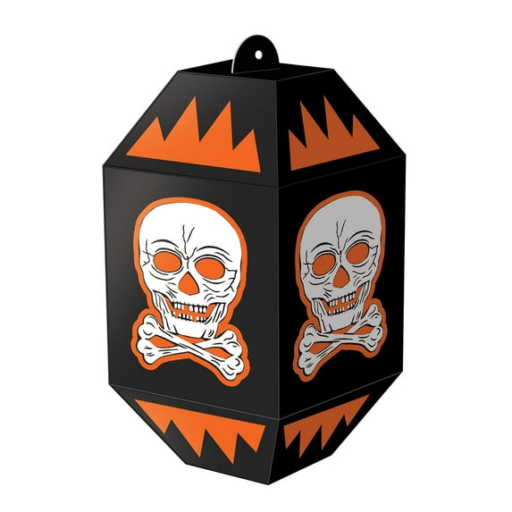 Beistle 36 Counts Black and Orange Vintage Halloween Skull Paper Lanterns 7”