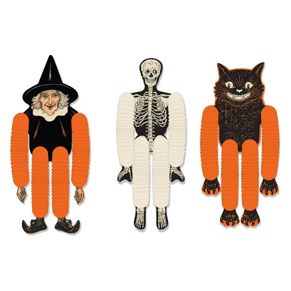 Beistle 36 Counts Orange and White Vintage Halloween Classic Cutouts 14”