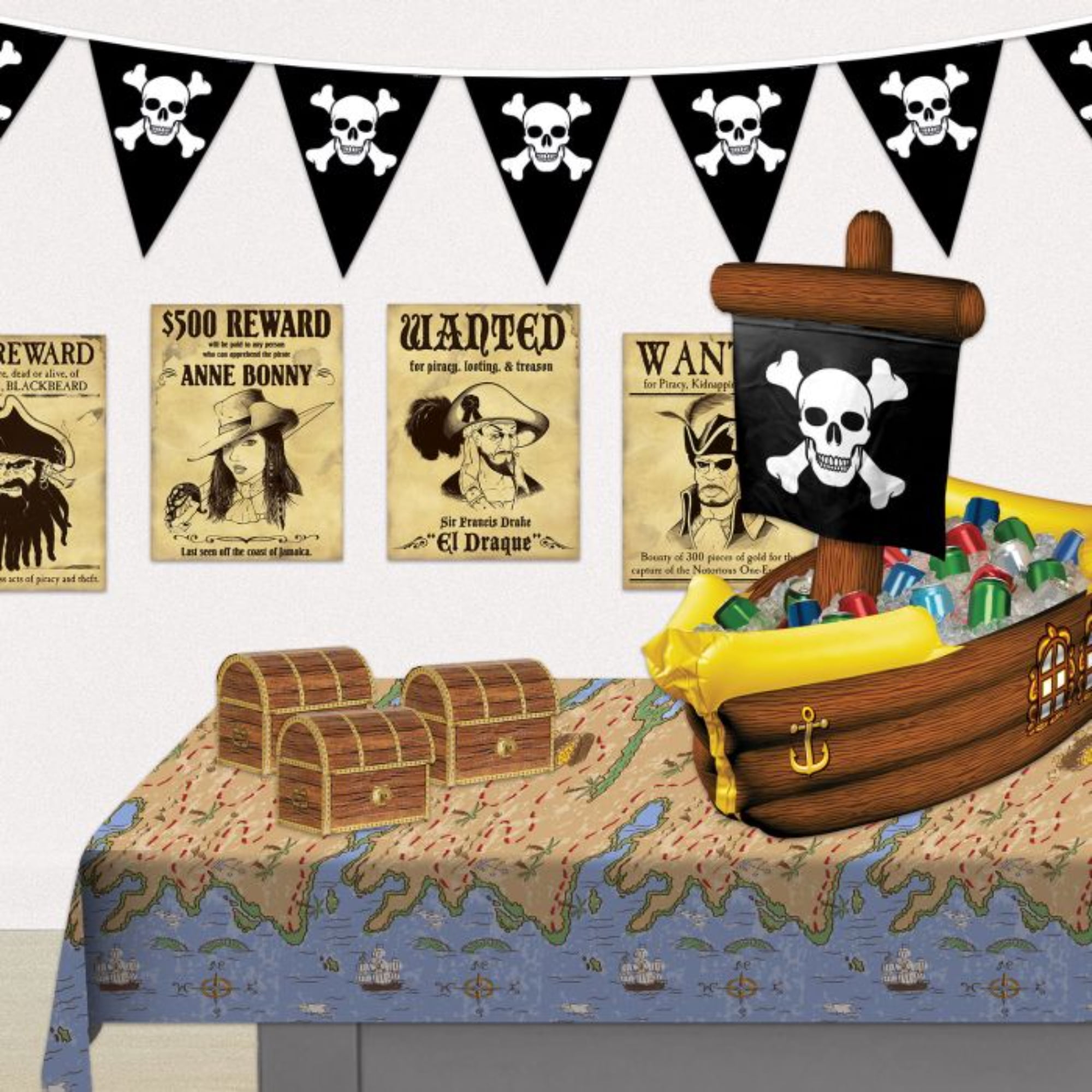 Beistle Inflatable Pirate Ship Coolers - 33" - Brown and Yellow
