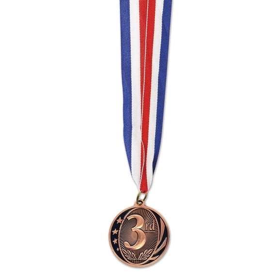 Beistle 3rd Place Medal with Ribbon (Case of 12)