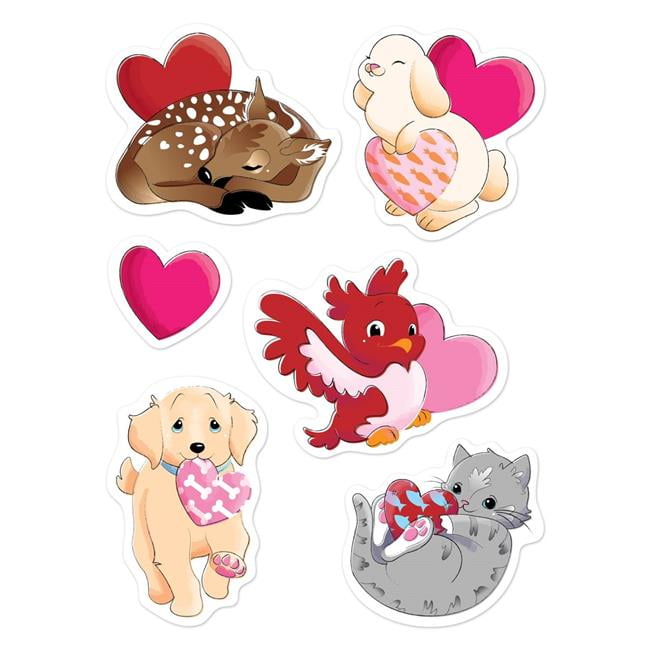 Beistle 70023 4.75 x 7.5 in. Valentines Day Stickers - Pack of 12