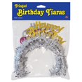 thumbnail image 1 of Beistle 4 Piece Happy Birthday Tiaras With Fringe – Celebration Headband Crown, 1 of 1