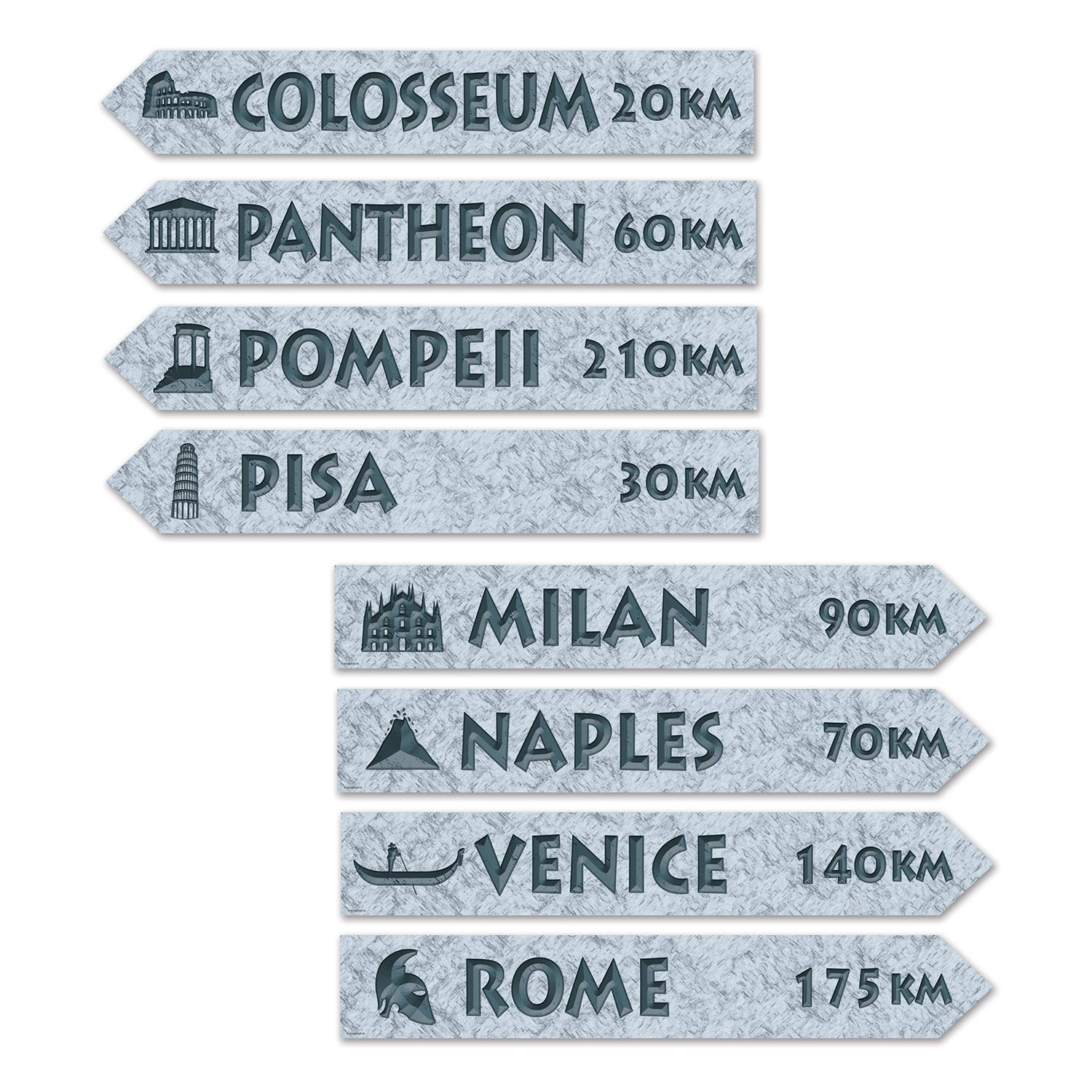 Beistle 4 Piece Italian Theme Street Sign Cut Outs Wall Decorations Italy Party Decorations - image 1 of 2