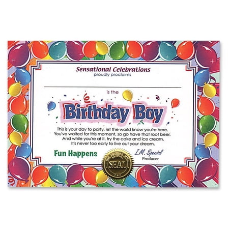 Pack of 6 ''Birthday Boy'' Certificates 5'' x 7''