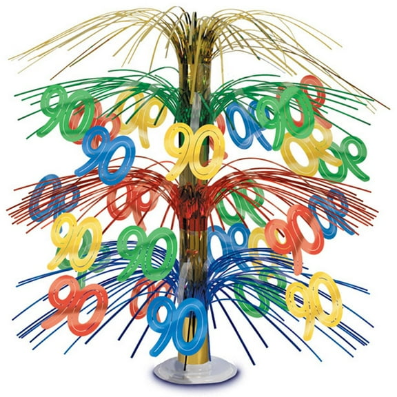 Beistle Pack of 6 Multi-Colored Happy "90th" Birthday Party Cascading Table Centerpieces 18"