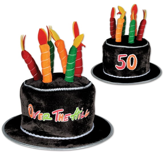 Plush 50 Over The Hill Cake Hat, (1/Pkg)