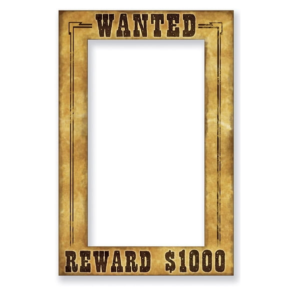 Beistle 52158 Western Wanted Photo Fun Frame, 15.5" x 23.5", Multicolor