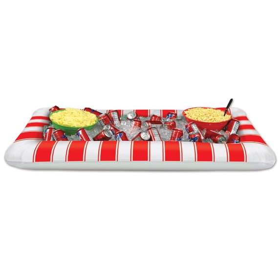 Beistle 54622 Inflatable Red&White Stripes Buffet Clear, Pack Of 6