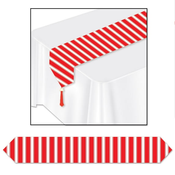 Beistle 54659 Printed Red & White Stripes Table Runner- Pack Of 12