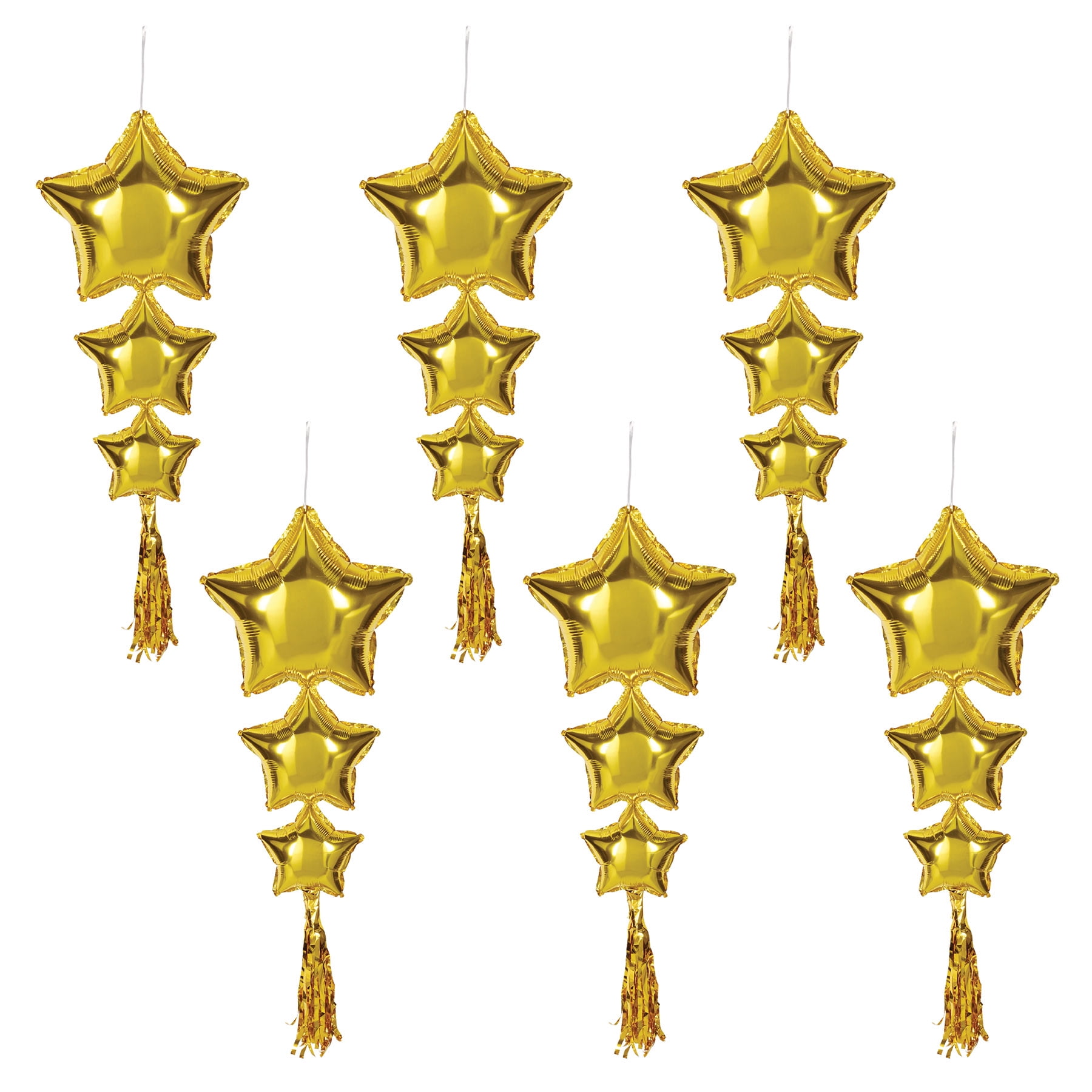 Star Balloons w/Tassels, 3' 9", (6/Pkg)