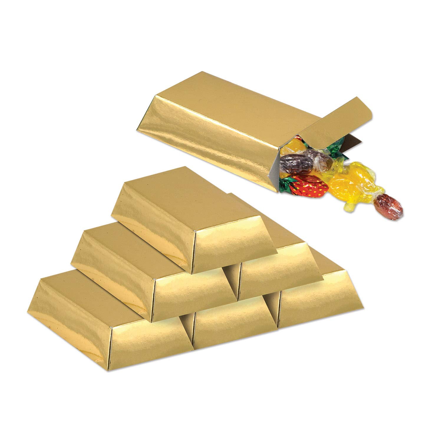 Beistle - 57495 - Gold Bar Favor Boxes- Pack of 12