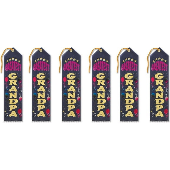 Beistle 6-Piece Greatest Grandpa Award Ribbons, 2 by 8-Inch