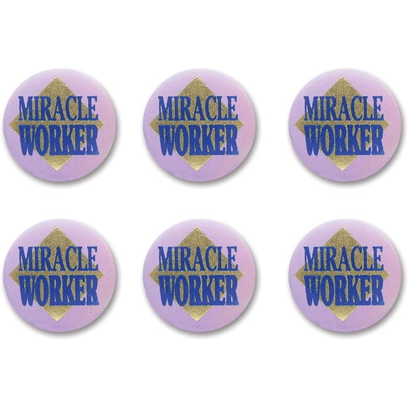 Beistle 6-Piece Miracle Worker Satin Buttons, 2-Inch