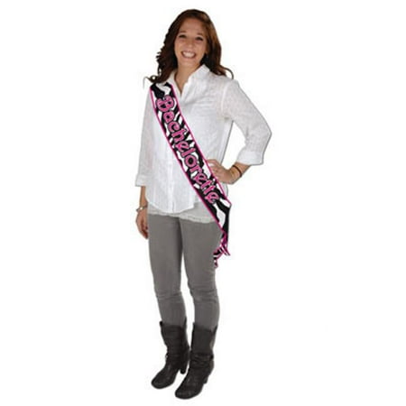 Beistle 60550 Bachelorette Satin Sash, 33" x 4", Cerise/Black/White