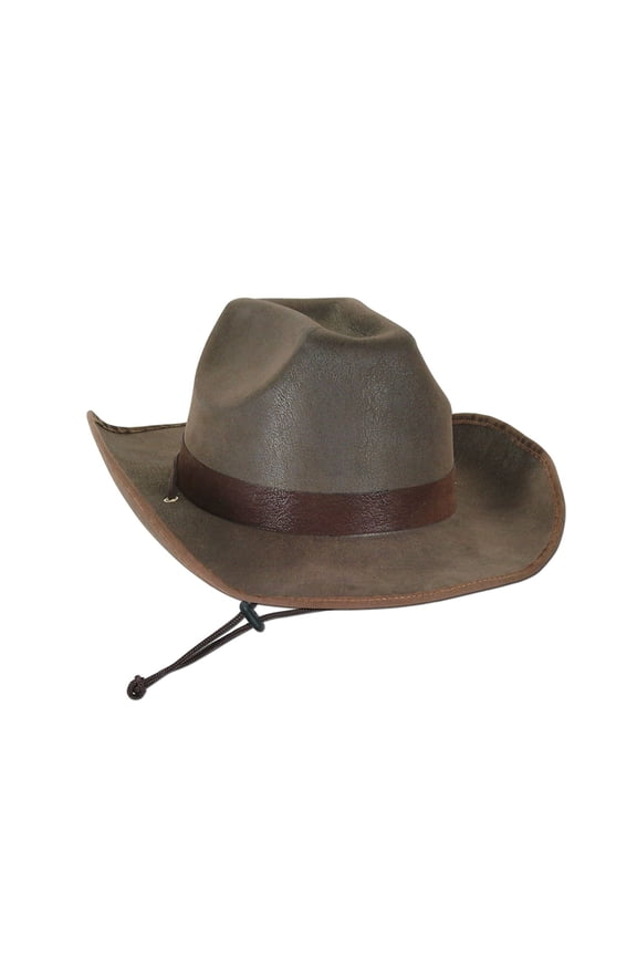 Faux Brown Leather Western Hat