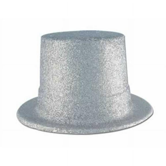 Beistle Plastic Silver Glitter Coated Top Hat