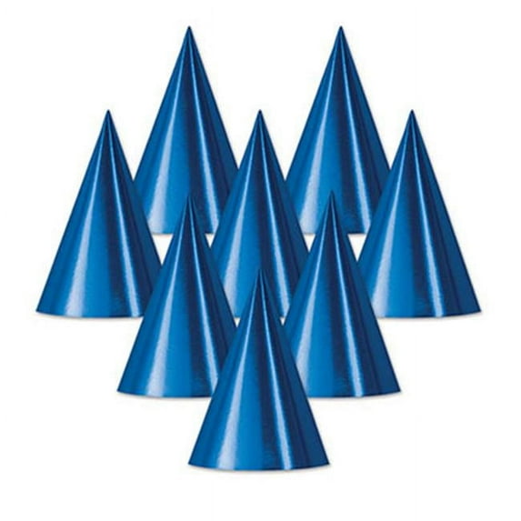 Beistle 66002-B Foil Cone Hat, Blue - Pack Of 48