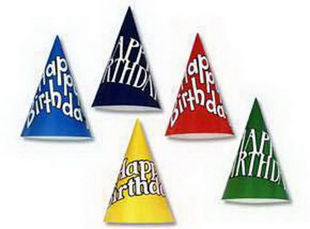 Assorted Color Cardboard Birthday Party Cone Hats