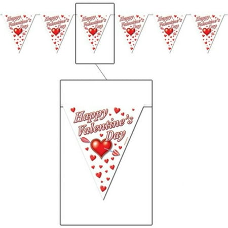 Beistle - 70530 - Happy Valentines Day Pennant Banner- Pack of 12