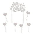 thumbnail image 1 of 8" Silver Happy Birthday Cake Topper - 12ct, 1 of 2