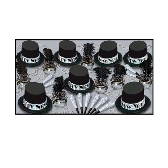 Beistle 88684-50 - The Silver Top Hat Party Assortment For 50