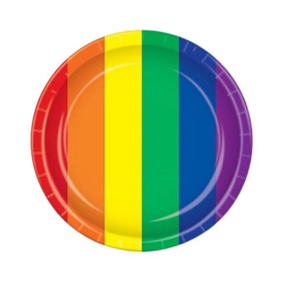 Beistle 9.25" Vibrant Unique Rainbow Design Dinner Plates Red M