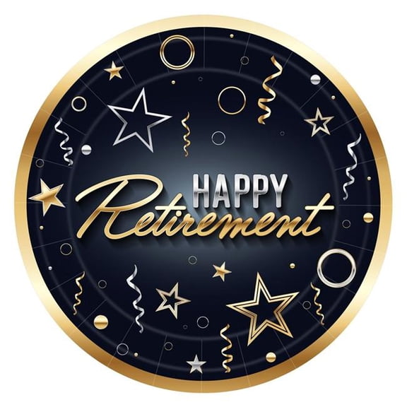 Beistle 56492 9 in. Happy Retirement Plates - Pack of 12