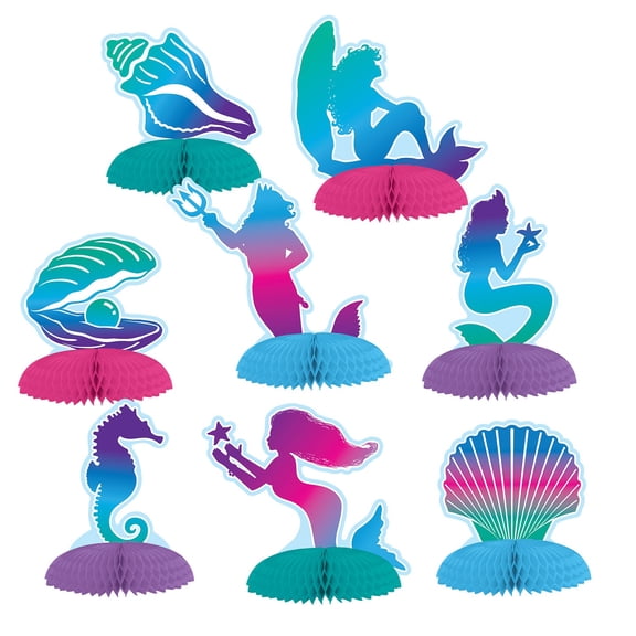Beistle 96-Pieces Blue, Green and Pink Underwater Mermaid Mini Centerpieces 4.75