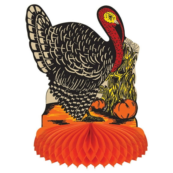 Vintage Fall Harvest Turkey Centerpiece, 8", (3/Pkg)