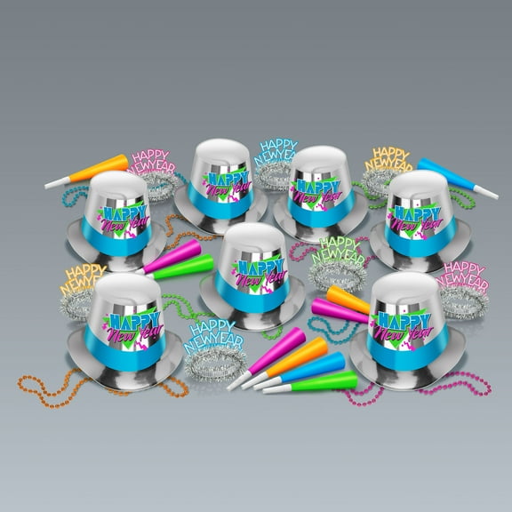 Beistle Absolutely 80's Multi Colored "Happy New Year" Party Kit Assortment for 50 People