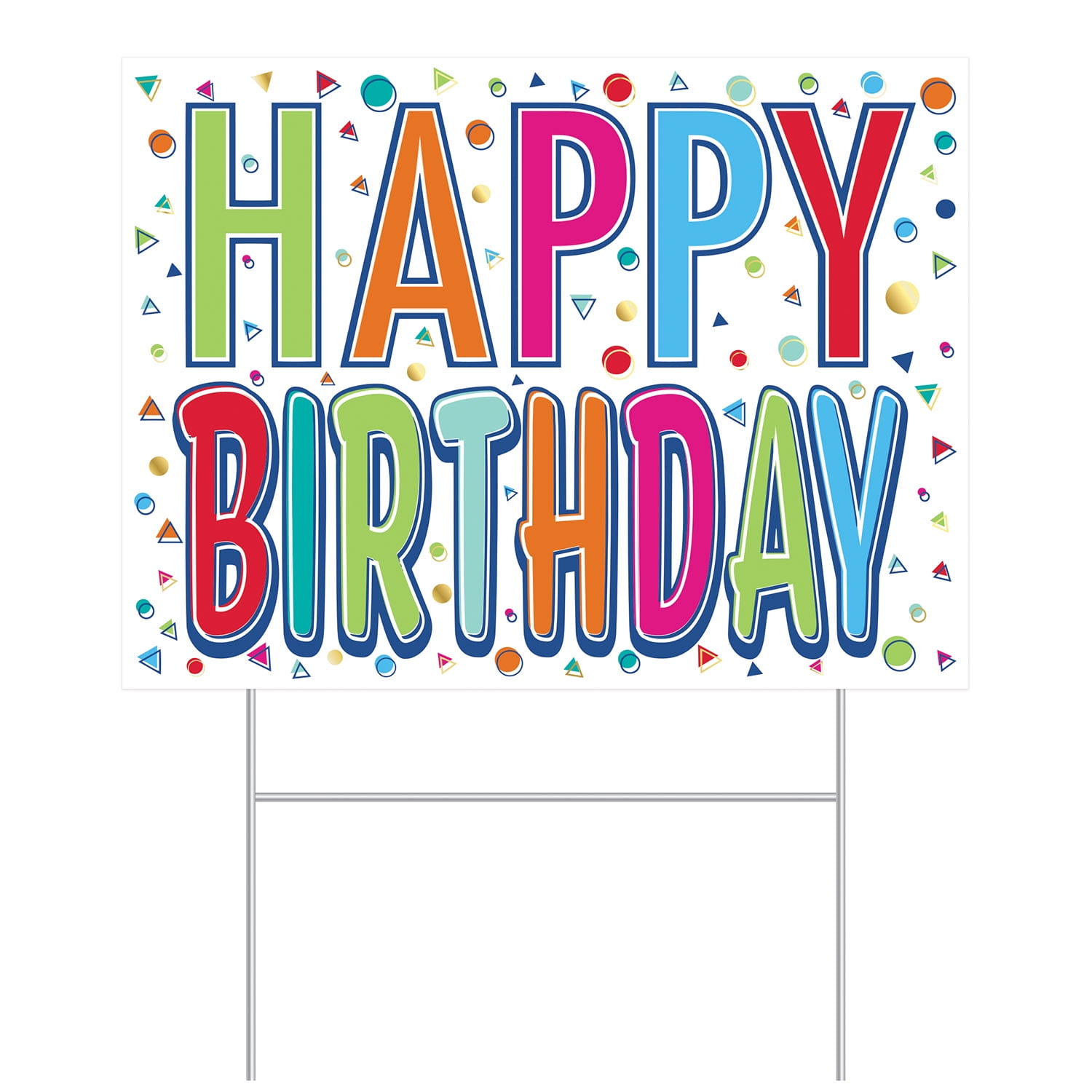 Plastic Happy Birthday Yard Sign, 11.5" x 15.5", (1/Pkg)