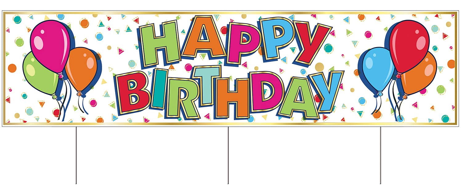 Beistle All Weather Jumbo Happy Birthday Yard Sign - Party Supply Decoration for Birthday