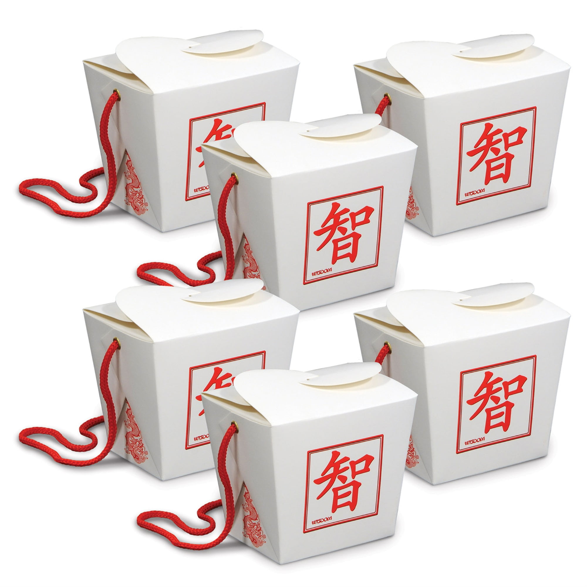 White and Red Asian Themed Favor Boxes with Lace