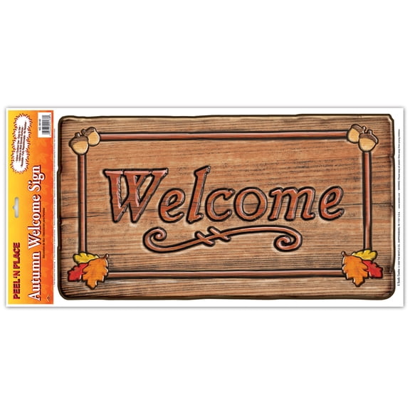 Beistle - Autumn Welcome Sign Peel 'N Place - 12" x 24" Sh - Pack of 12