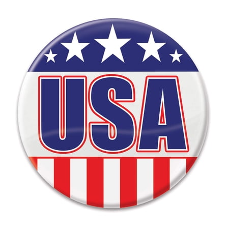 Beistle BT008 Patriotic"USA" Cardstock Button, Multicolor