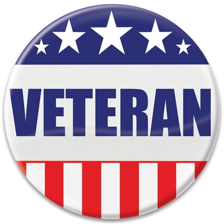 Beistle BT022 Patriotic"Veteran" Cardstock Button, Multicolor