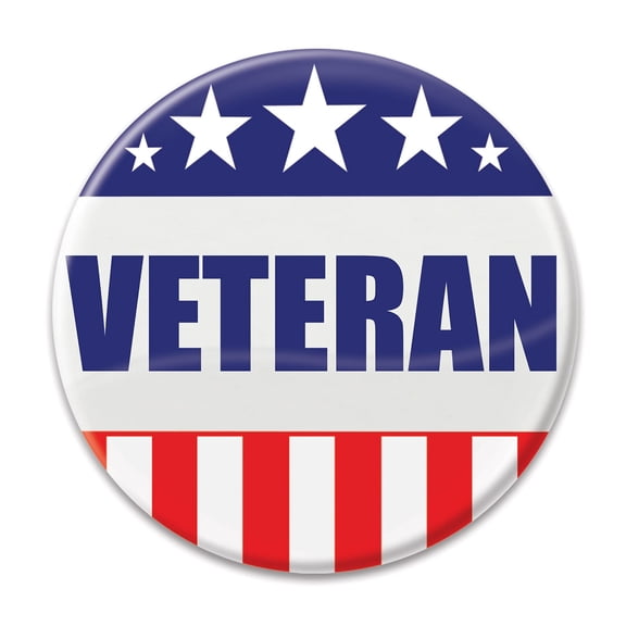 Beistle BT022 Patriotic"Veteran" Cardstock Button, Multicolor
