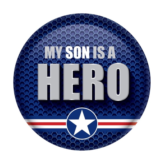 Beistle BT036 2 in. Patriotic My Son is A Hero Button