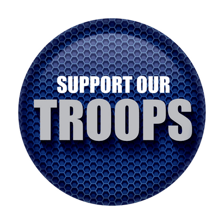 Beistle BT040 2 in. Patriotic Support Our Troops Button - Blue
